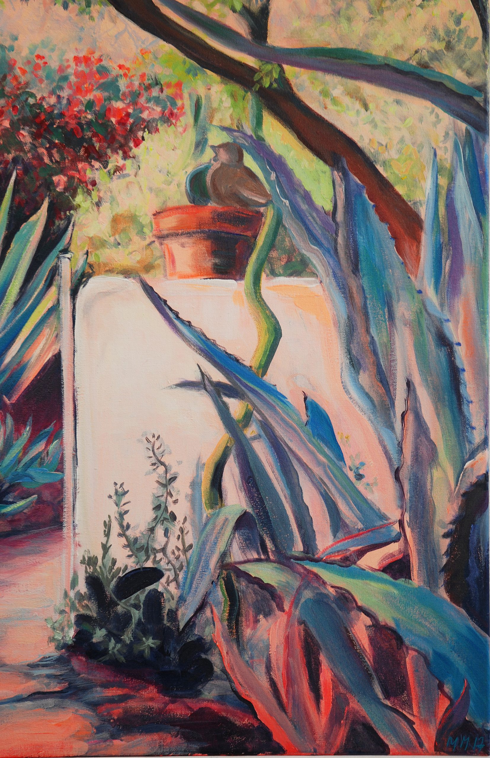 Detail, Exotic Garden ‘Secret’, 80x100cm, acryl op doek, Marinde Molendijk, 2017.