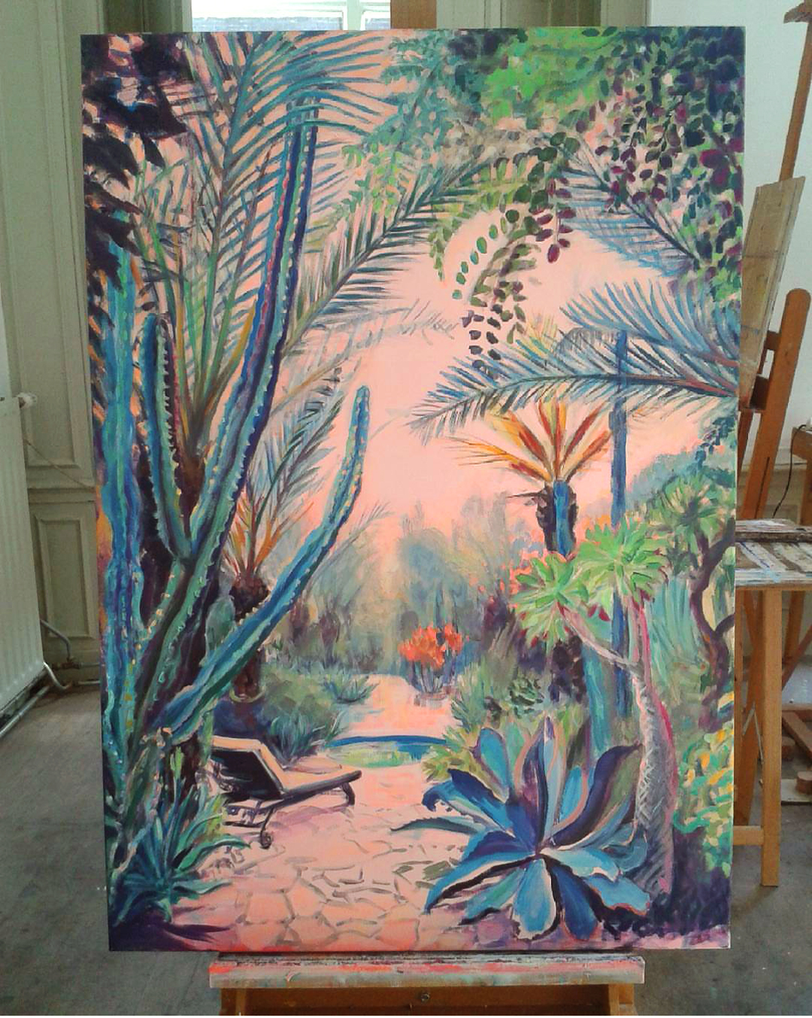 Exotic Garden ‘Mellow’, 70x100cm, acryl op doek, Marinde Molendijk, 2017. Verkocht.