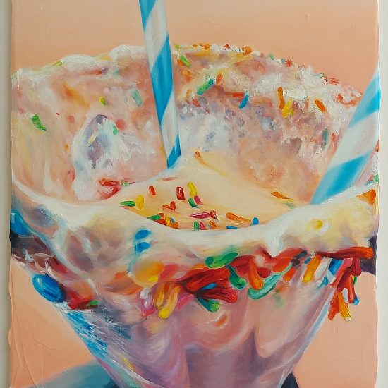 ‘Freakshake’, 40x50cm, olieverf en medium op doek, Marinde Molendijk, 2020